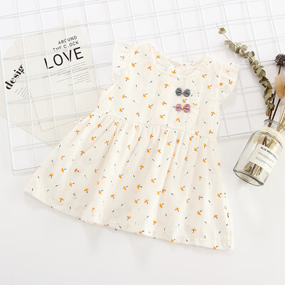 

Summer Girls Dress Casual Baby Girls Clothes Floral Sleeve Dress Cotton Kids Toddler Sleeveless Sundress