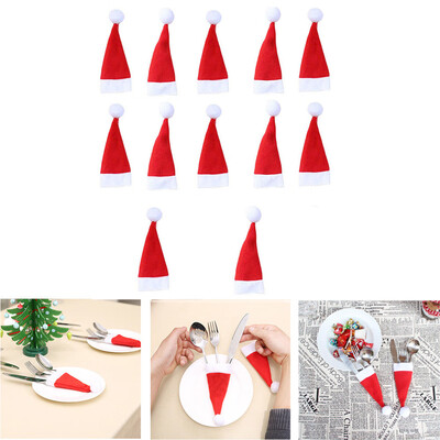 

Siaonvr 12Pcs Christmas Decorative Tableware Fork Set Christmas Hat Storage Tool