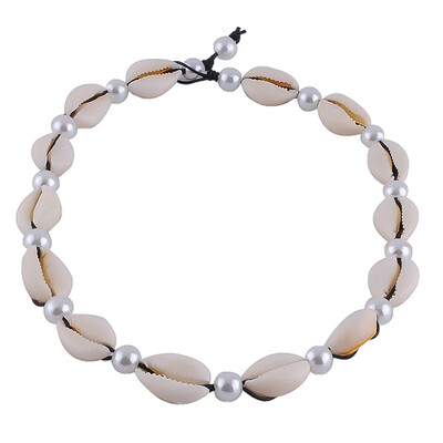 

Natural Summer Beach Shell Choker Necklace Simple Bohemian Imitation Pearl Seashell Necklace For Women Birthday Jewelry Gift