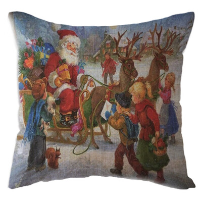 

Tailored Christmas Santa Claus Pillow Case Linen Sofa Throw Cushion Cover Home Decor