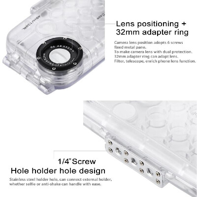 

PULUZ for iPhone X &  40m130ft Waterproof Diving Housing Case for Surfing Swimming Photo Video Taking Underwater Cover White