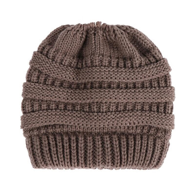

Fashion Women Knitted Beanies Tail Hat Dome High Bun Ponytail Winter Warm Cap Skullies Headwear