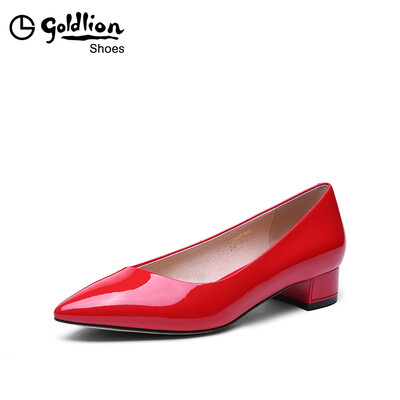 

Goldlion goldlion ladys pointed low-heeled fashion patent leather shallow mouth work shoes 62091002280P-red-39 yards