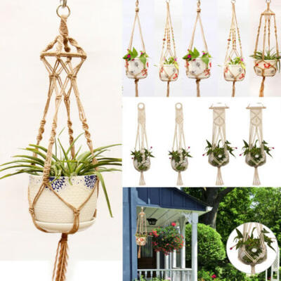 

US Vintage Macrame Plant Hanger Flower Pot Garden Holder Leg Hanging Rope Basket