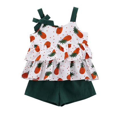 

Newborn Baby Girl Clothes Set Summer Sleeveless Sing Print Flower Tops Cotton Shorts 2Pcs Girl Clothing Outfits 0-3t