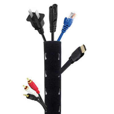 

1m Cable Management Sleeve Flexible Neoprene Cable Wrap Wire Cord Hider Cover Organizer System for PC TV Office Phones
