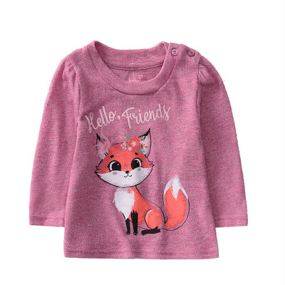 

Autumn Baby Girl Long Sleeve T-Shirts Kids Cartoon Printed Tops Tees Casual Blouse