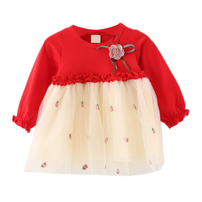 

2019 Autumn Casual Baby Girls Long Flare Sleeve Flower Print Dress Kids Princess Pageant Dresses