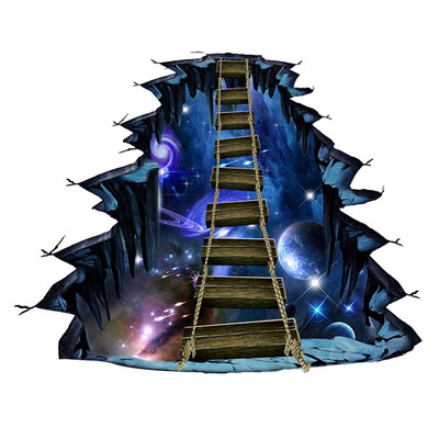 

3D Interstellar Space Floor Stickers Galaxy Suspension Bridge Wall DecalsMilky Way Decorations