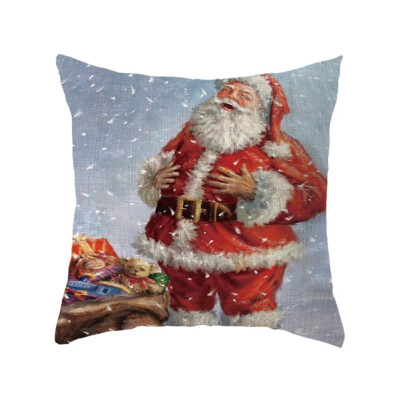 

Christmas Deer Snowman Pattern Cotton Linen Throw Pillow Case Cover Home Decorative Home Room Pillowcase