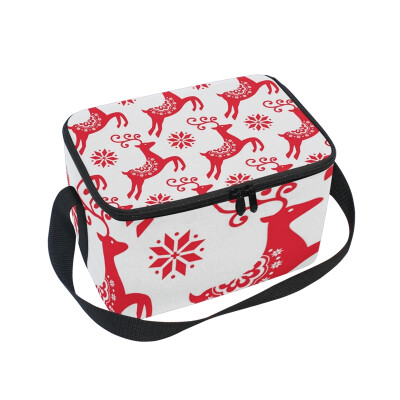 

ALAZA Lunch Box Insulated Lunch Bag Large Cooler Reindeer And Snowflakes Tote Bag