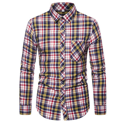 

Tailored Mens Casual Slim Plaid Long Sleeve Pockets Shirts Top Beach Blouse
