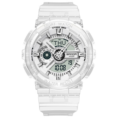 

〖Follure〗Fashion waterproof sports watch transparent strap digital couple watch Men