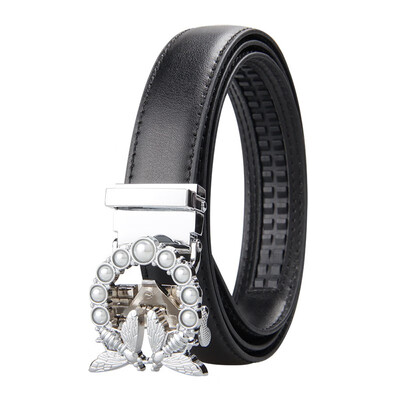 

Womens Automatic Buckle Genuine Leather Ladys Ratchet Holeless Belt Business High Quality Womens Real Belt for Pants