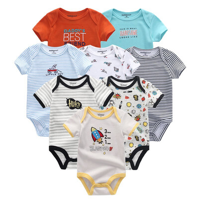 

2019 8PCS Baby Clothes Bebe Cotton Newborn Baby Boy Clothes Unicorn Black White O-Neck Short Sleeve Baby Girl Clothes Babywear