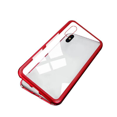 

Magneto Magnetic Adsorption Case Clear Tempered Glass Red Clear i-phone XR