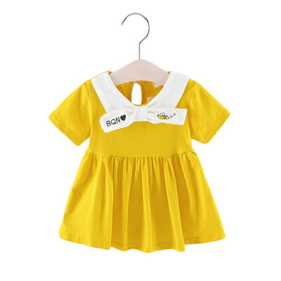 

Girls Dress Princess Summer Kids Dresses for Baby Girls Clothes Short Sleeve Solid Children Clothing