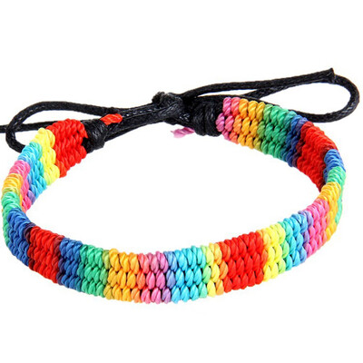 

Retro Manual Colorful Silk Thread Weaving Wide Side Hand Rope Nationality Characteristic Bracelet