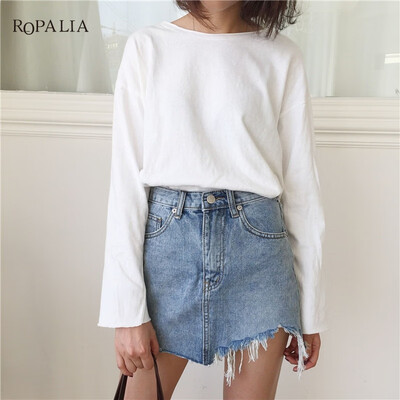 

Summer Pencil Skirt High Waist Washed Women Skirts Irregular Edges Denim Skirts All Match Mini Women Skirt