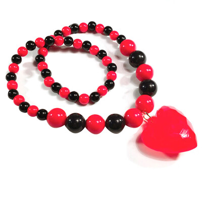 

Love Heart Kid Necklace BlackRed Color Girl Children Chunky Bead Necklace Jewelry Best Gift To Kid