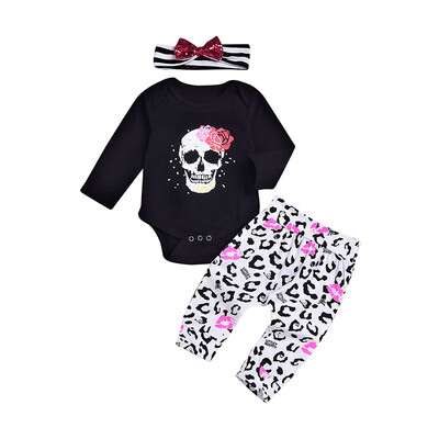 

Halloween Outfits Rompers Long Sleeve Baby BodysuitPantsHeadband Newborn Clothes Little Girls Clothing Set