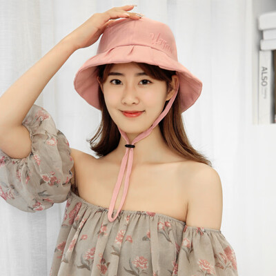 

New Hood Sweet Girl Eaves Fishermans Hood Japanese Series Letter Embroidered Pot Hood Foldable Cotton&Linen Hood