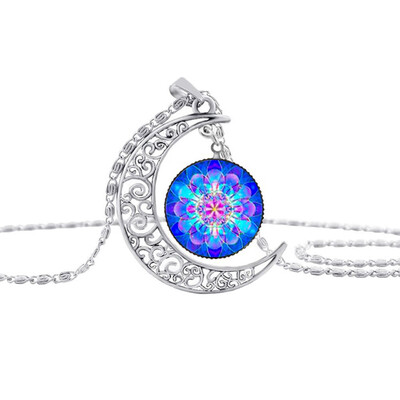 

Stylish Hollow Carving Flower Moon Pattern Time Jewelry Pendant Necklace Jewelry Beautiful