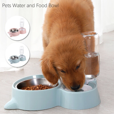 

Pet Automatic Feeder Water Dispenser Cat Dog Drinking Fountain Food Dish Bowl Stainless Steel Double Bowl Pet Supplies