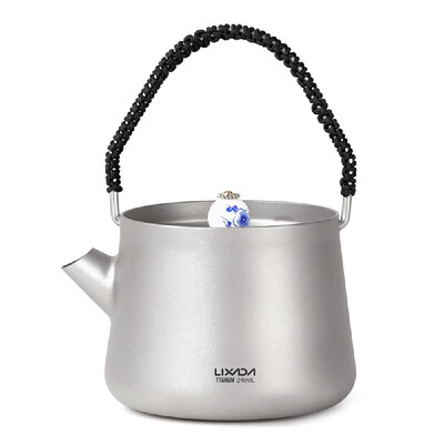 

Lixada 240ml Mini Titanium Tea Pot Kettle with Mesh Tea Infuser for Home Outdoor Backpacking Camping