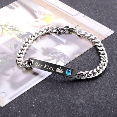 

Couple Bracelets Stainless Steel Crytal Charm Bracelets For Women Men