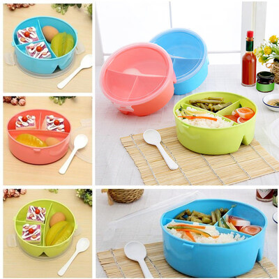 

Portable 3 Compartments Bento Lunch Box Food Storage Container Kids Picnic