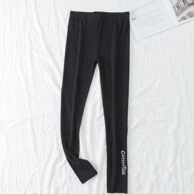 

Women Fashion Leggings High Elastic Slim Pants Free Size Female Letter Embroidery Pencil Leggings