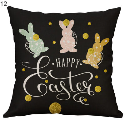 

Cartoon Easter Rabbit Linen Pillow Case Waist Throw Cushion Cover Home Decor