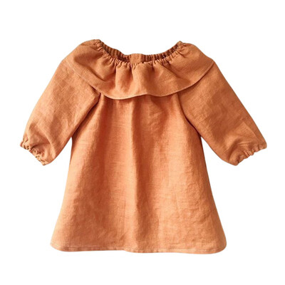 

2018 New Toddler Kids Baby Girls Clothes Long Sleeve O-Neck Ruffles Pageant Party Princess Dress Solid Cotton Spring Costume Out