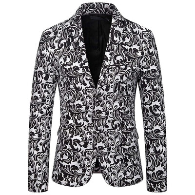 

Toponeto Fashion Mens Casual Print Suit Lapel Slim Fit Stylish Suit Coat