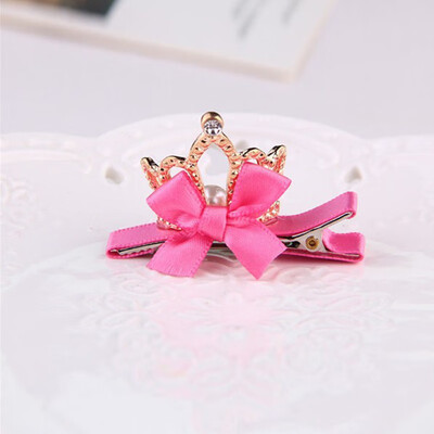 

Shiny Crown Hair Clip With Big Rhinestone Bow Princess Queen Children Accessories Barrettes 4 Shapes