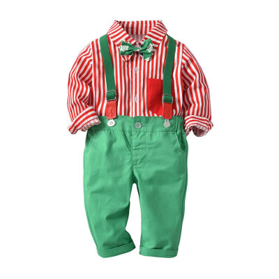 

Baby Boy Clothes Boys Striped Bow Tie ShirtSuspender Pant 3pcs 2018 New Autumn Childrens Sets Childrens Clothing 1-5Y