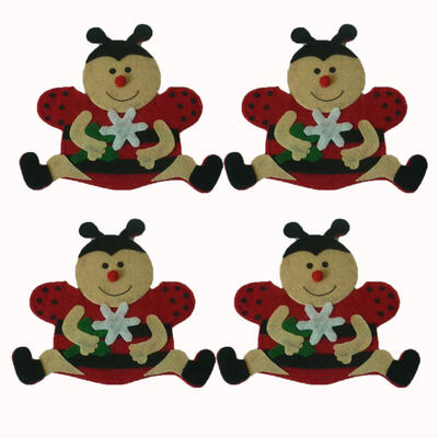 

4Pcs Lovely Ladybird Tableware Holder Pouch Knife Fork Bag Happy Easter Decor