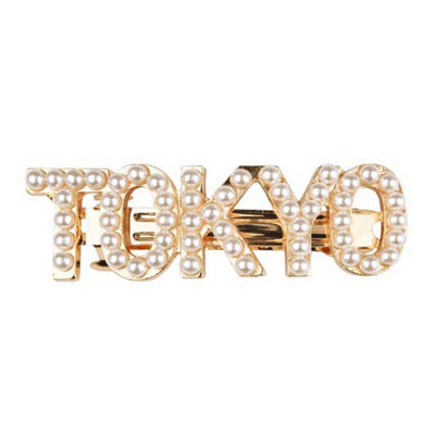 

1 PC Women Pearls Hairclips City Name Letters Hairpins New York Tokyo Paris London Barrettes Hairgrip Hair Accessories
