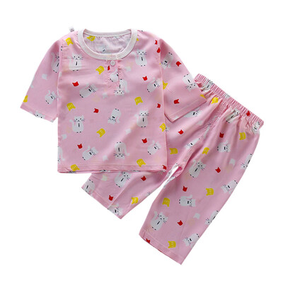 

kid clothes Baby Boys clothes for Girls Cartoon Print clothing Set Short Sleeve Blouse TopsShorts sleep wear Pajamas