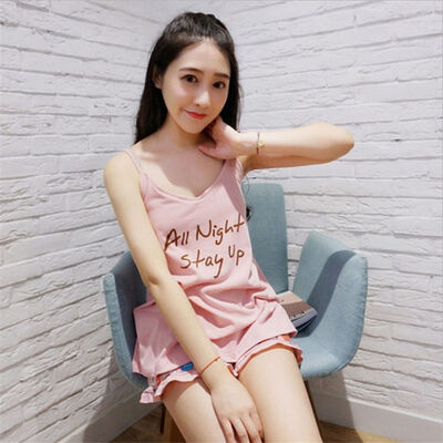 

Two Piece Spaghetti Strap Paded Camis And printed Shorts Pajama Set Women silk Summer Letter V-Neck Sleeveless Pajama Set 2018