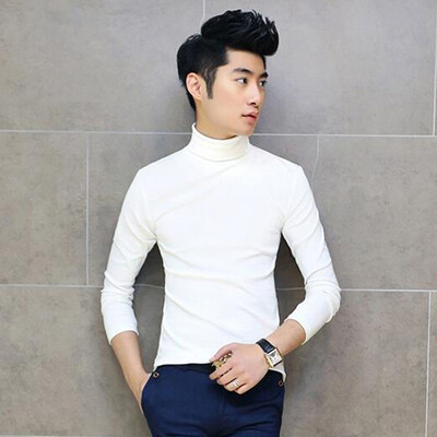 

Men High Turtle Neck Blouse Fleece Lined Long Sleeve Slim T Shirt Casual Tops