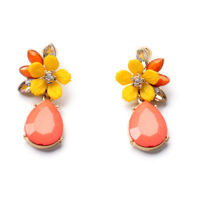 

1Pair Graceful Rose Yellow Water Drop Flower Resin Earrings for Women Fashion Earrings Accessories