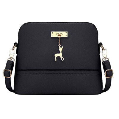 

Solid Color Deer Pendant Women Faux Leather Zip Crossbody Shoulder Shell Bag