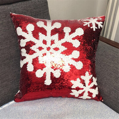 

Pillow Christmas Snowflake Deer Head Pattern Sequins Positioning Embroidering Pillow