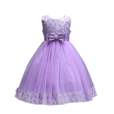 

2018 New Kids Dress Kids Elegant Wedding Dress Wedding Party Lace Party Official Red Wine Series 1-8T S2