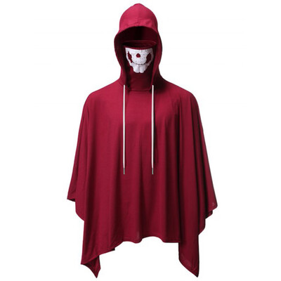

Toponeto Mens Fashion New Style Skull Mask Cloak Large Size Novelty Pure Color Blouse
