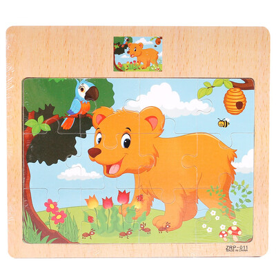 

Tailored Wooden Jigsaw Puzzle toy Children Cartoon Animal Traffic Learning Puzzle Toys