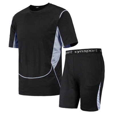 

Toponeto Mens Casual Fitness Fast Drying Elastic Short Sleeve Short Pants Sports Suit