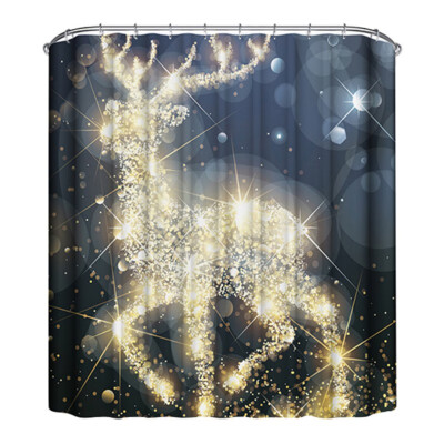 

Cute Christmas Theme Shower Curtain Mildew Waterproof Polyester Fabric Shower Curtain Bathroom Christmas Decor